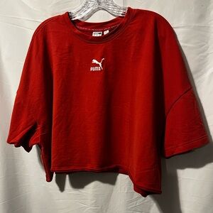 Puma Red Crewneck Tee with Contrast Neck Tape